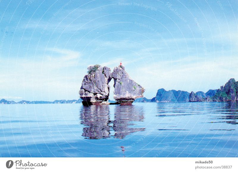 Ha Long Bay Vietnam Calm Dream Water Rock Sky Blue Idyll