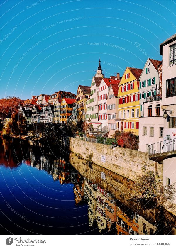 Old town of Tübingen Town Architecture Facade Downtown Manmade structures Exterior shot Building Nekar, river, tourism, Germany