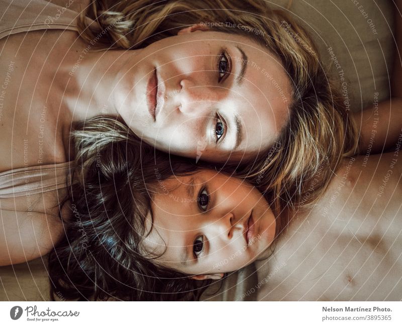 Portrait of caucasian mom and hispanic daughter. portrait family latin mixed diversity young people Woman Lifestyle Mixed race ethnicity Human being Together
