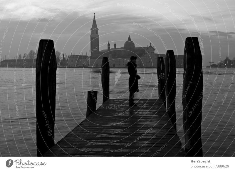 dawn Human being Feminine Woman Adults 1 30 - 45 years Venice Italy Town Old town Church Architecture Tourist Attraction Landmark San Giorgio Maggiore