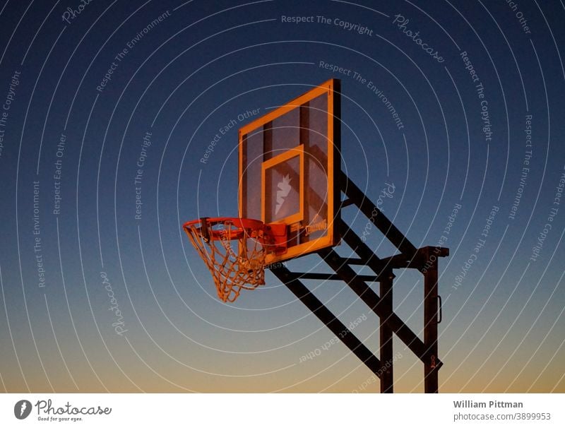 Hoops Basketball Basketball basket basketball court Moody Dramatic Sunset Sports Ball sports streetball Sky Deserted Playing Leisure and hobbies Colour photo
