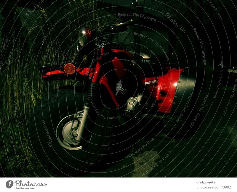 Big Red Tricycle Motorcycle Night Dark Speed Dangerous Transport