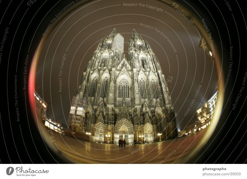 Cologne Cathedral (frontal II) Religion and faith Night Illuminate House of worship Fisheye