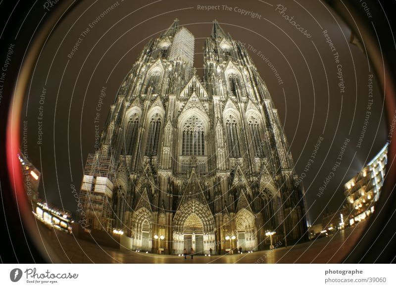 Cologne Cathedral (frontal III) Religion and faith Night Illuminate House of worship Fisheye
