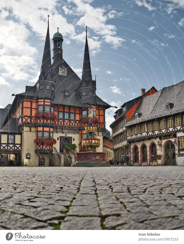 City Hall Wernigerode, Saxony-Anhalt, Germany Harz Old town Marketplace Tourist Attraction Well Architecture Medieval times medieval Exterior shot Tourism
