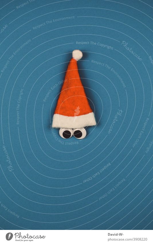 Wiggle eyes with Santa hat - funny Christmas figure Funny Dwarves wobbly eyes saucer-eyed Cute Figure Santa Claus hat