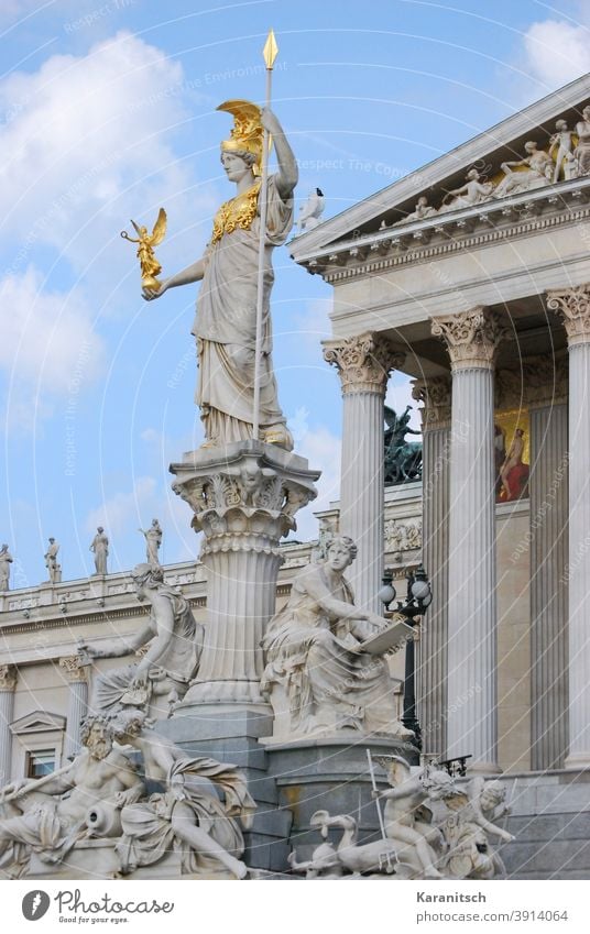 The parliament in Vienna, in front of it the Pallas Athene fountain. Parliament Austria Manmade structures Column construction Building style Neoclassicism Well