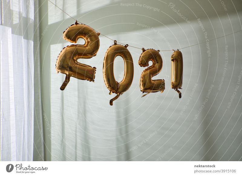 2021 Balloons Hanging Indoors balloon new year's wall indoor day daylight inflated celebration decoration background party natural lighting numbers ornate