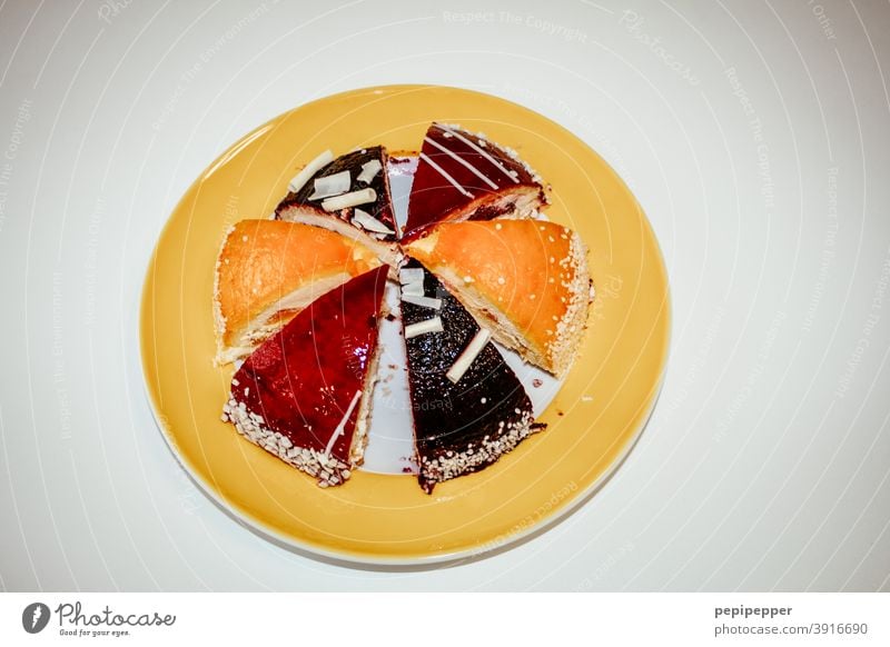 Pie chart - Different kinds of pie on a yellow plate Pastry fork Gateau Piece of gateau Cake plate pie chart Delicious Dessert cute Nutrition Food Baked goods