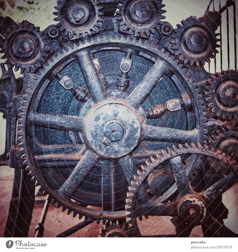 wheels of | contemporary history Old Machinery Gearwheel Grasp Historic Invention Freudenstadt Finisher 19th century Industry Mechanics Wheel Gear unit