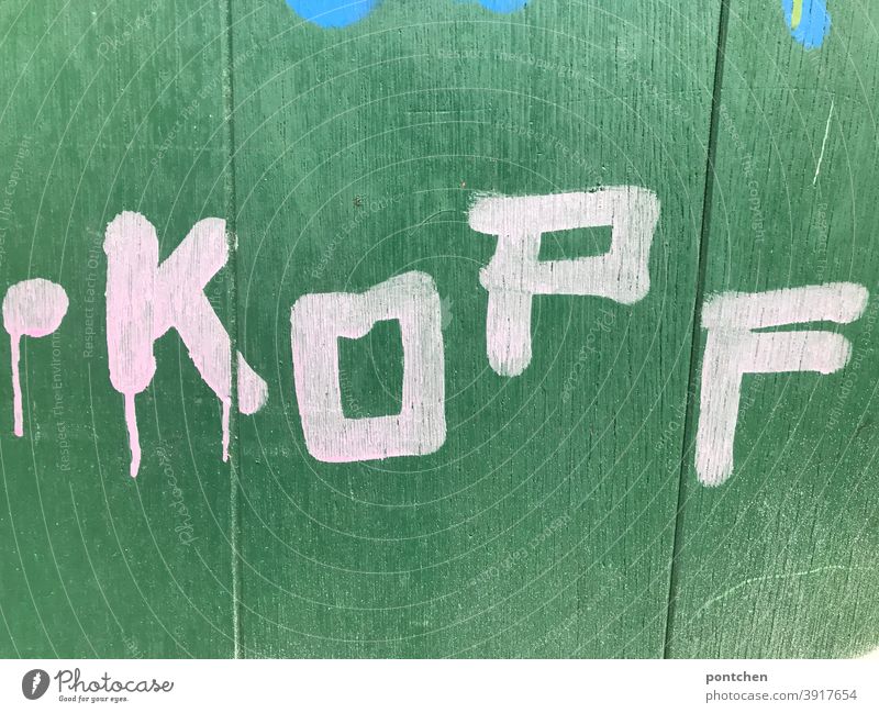 Head is in white color on green background. Intelligence, think Word Daub savvy ponder body part Characters Letters (alphabet) Wall (building) Text
