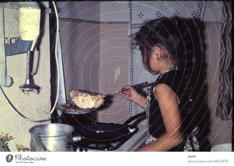 breakfast Child Infancy Girl Analog Slide Scan Kitchen Stove & Oven Breakfast Cooking cook Eating Gas stove Pot Pan Omelette Scrambled eggs