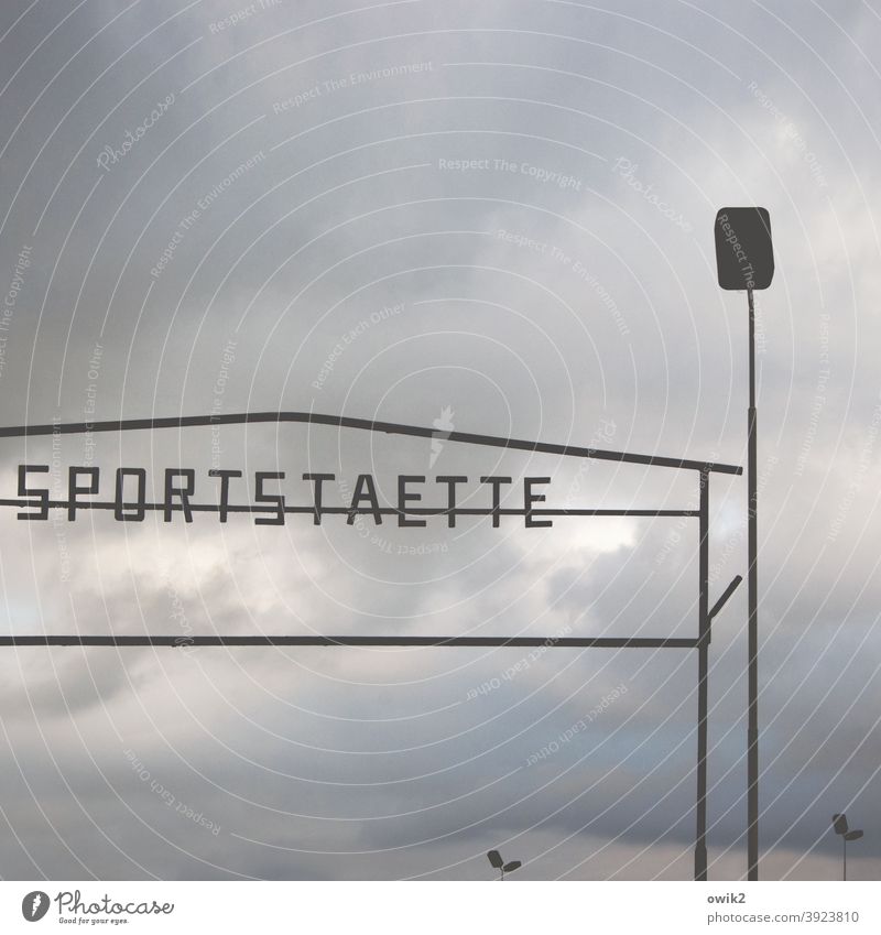 bit snappy Sporting Complex Fence Steel Day Contrast Silhouette Leisure and hobbies Sky Clouds Simple Typography Printed letters upper-case letters