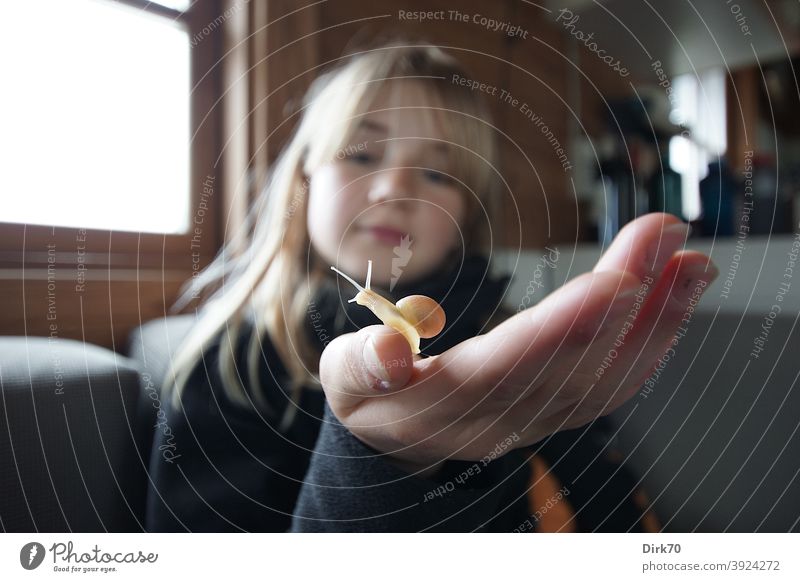 Blonde girl with babe on her hand Girl blonde hair Crumpet Face naturally Child Youth (Young adults) Long-haired Looking inquisitorial Observe monitoring Hand