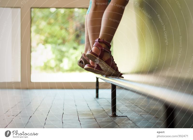 bar children Legs Feet Sandal Counter Stand Happiness Ease Perspective Colour photo Interior shot Shallow depth of field
