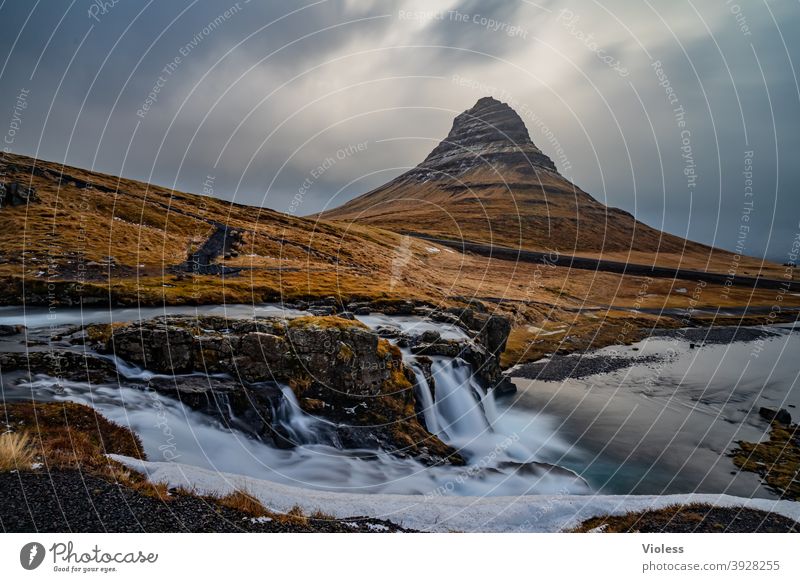 Iceland pure nature Snæfellsnes Kirkjufell's fossil Waterfall Mountain Sukkurtoppen Volcano Long exposure Discover Clouds mountains Frozen Nature Deserted Blue