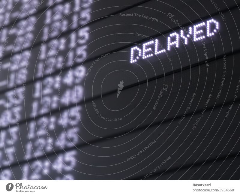 Display "DELAYED" at an airport Airport flight Tourism Airplane Arrival vacation Aviation Transport Vacation & Travel Colour photo Flying Passenger plane