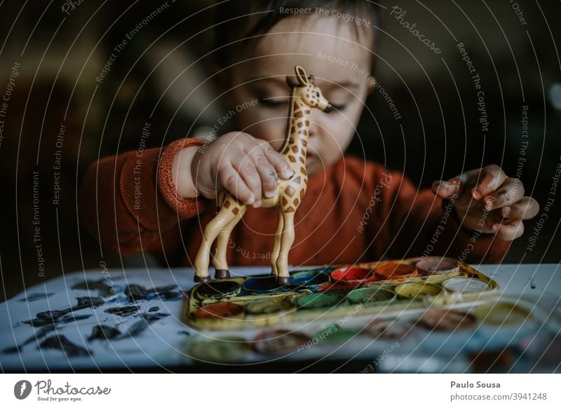 Toddler playing with toy Authentic Giraffe Toys Caucasian 1 - 3 years Happy Child Infancy Colour photo Human being Lifestyle Joy Happiness Day Playing