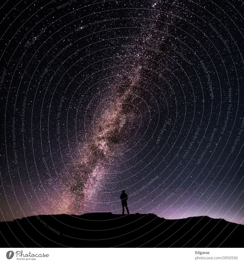 silhouette of man standing in front of the milky way in the mountains of Dolomites Silhouette Man silhouette Standing Milky way Stars Sky stars in the sky Night