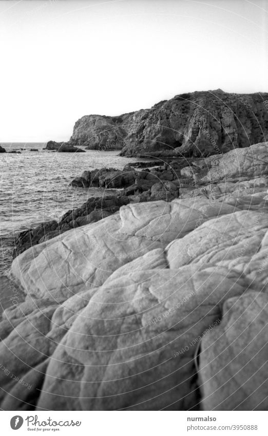 grey coast Ocean stones Rock Beach vacation fine art holiday summer Sardine Italy Nature fissured Hiking Island Mediterranean sea
