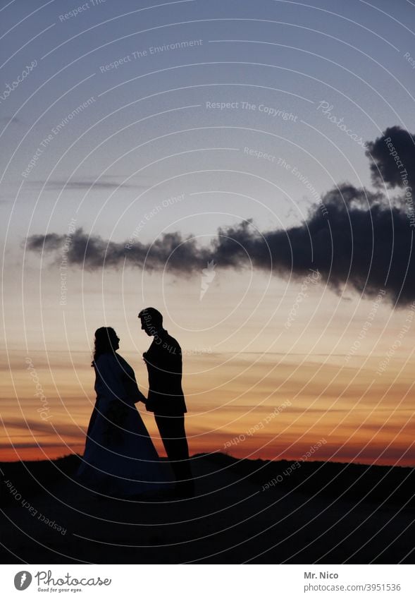Heavenly Pleasure Couple 2 Nature Environment Wedding Together Romance Infatuation Hold hands Happy Love Dress Clouds Sky Married couple Wedding couple