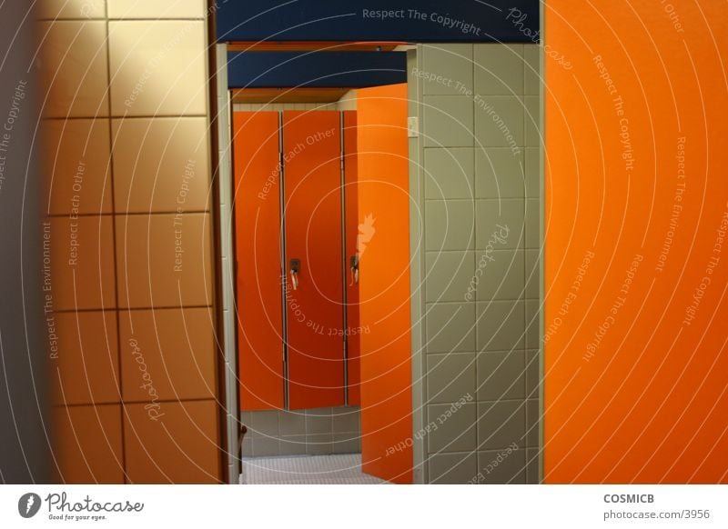 Orange Seventies Macro (Extreme close-up) Close-up Door locker rooms Perspective Room