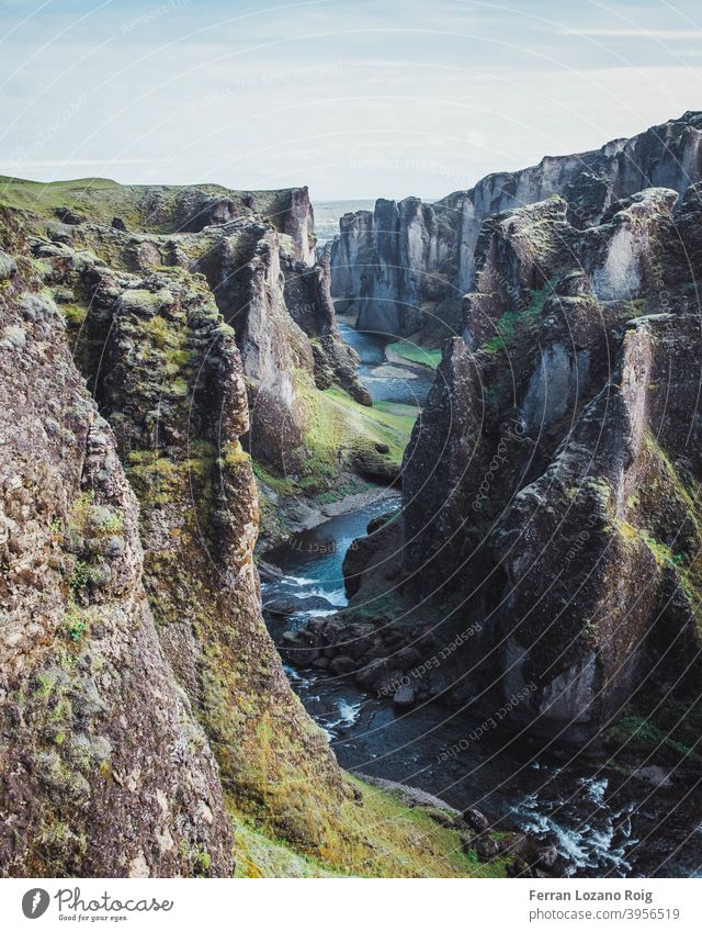 Landscape of a great canyon in Iceland landscape iceland nature green rock river amazing