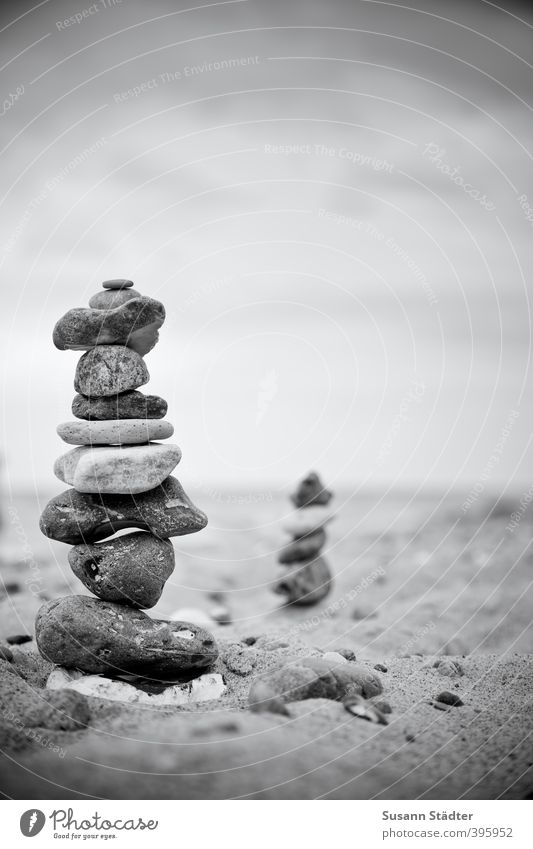 Family Stein Nature Elements Sky Waves Coast North Sea Baltic Sea Tower Monument Build Stone Cairn Meditation Stationary Resting point Balance Exterior shot