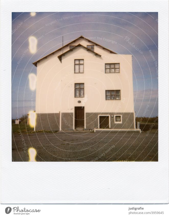 Icelandic house on Polaroid House (Residential Structure) Wood door Window Entrance Nature Deserted Building Apartment Building Detached house dwell
