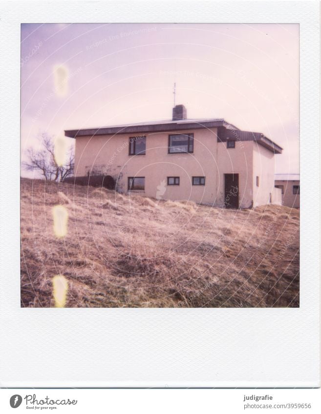 Icelandic house on Polaroid House (Residential Structure) Wood door Window Entrance Nature Deserted Building Apartment Building Detached house dwell