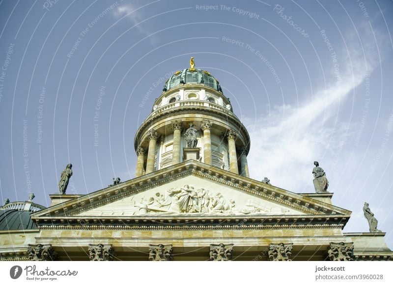 German Cathedral (from the side view) Manmade structures building monument Dome Tower City centre Tourist Attraction Downtown Berlin Luxury Elegant