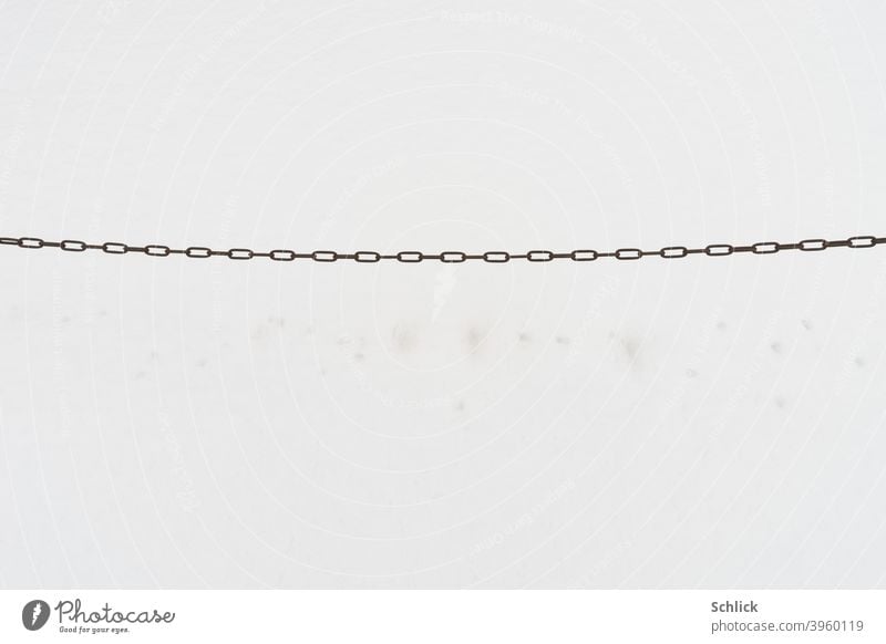 Iron chain from snow Snow snow surface Thin Chain Metal Colour photo Exterior shot Deserted Day Connectedness Connection Attachment Minimalistic
