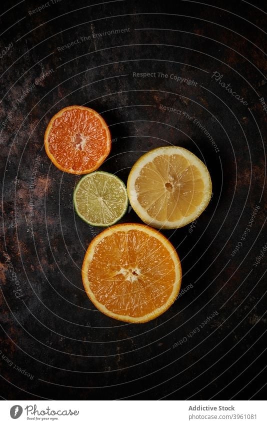 Top view of oranges, tangerines and lemon fruit lime food citrus healthy isolated juice green fresh juicy vitamin organic natural citric nature limes lemons
