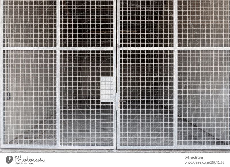 cage Goal door lattice door lattice gate Grating locked Storage Room Empty storage room Entrance Closed Way out Door handle Front door Structures and shapes