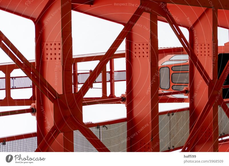 red steel construction of a harbour crane Red Steel Steel carrier Crane Construction Bridge Iron Industry Metal Steel construction Detail loading crane Consign