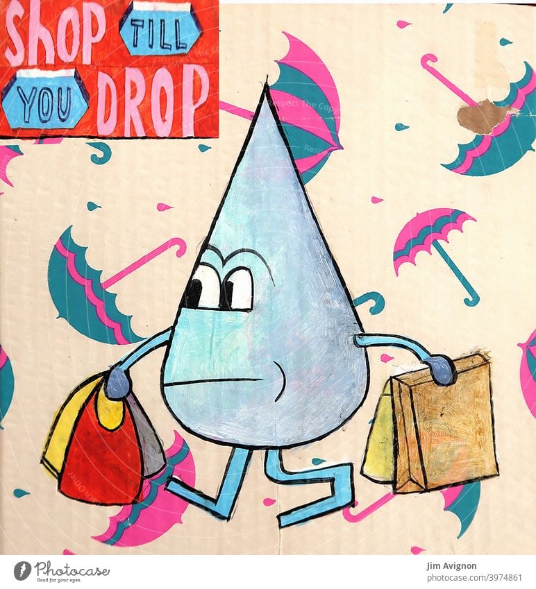 Shop Til You Drop - Capitalism and Climate Criticism Commerce SHOPPING Rain Umbrella illustration
