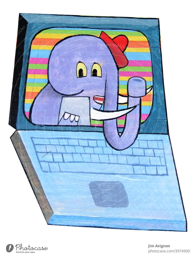 The Telephant laptop Screen Elephant Hat Read out loud Trunk