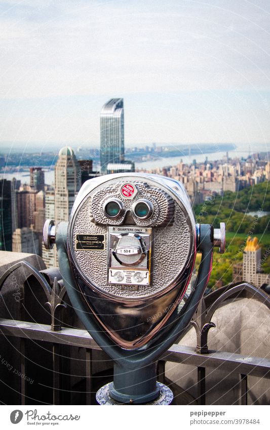 Telescope, Urban Face in New York with view of Central Park Far-off places telescope New York City New York skyline USA Americas Manhattan High-rise Skyline