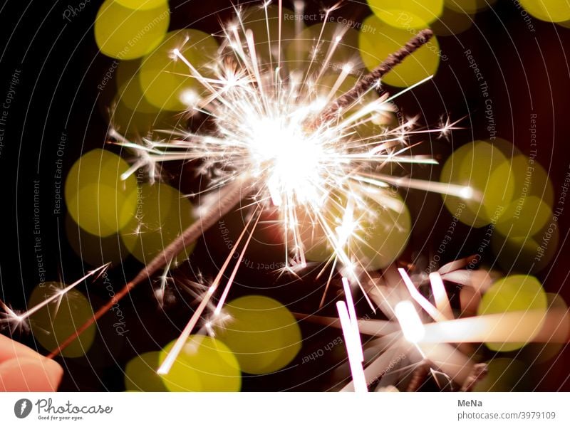 burning sparkler Sparkler star projector New Year's Eve Burn Party HappyNewYear Light Firecracker Birthday wish Congratulations Green Light in the dark