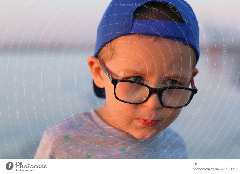 little child looking away from the camera rebellion Rebel Child people Language concept positive Expression symbol directly Conceptual design Human being
