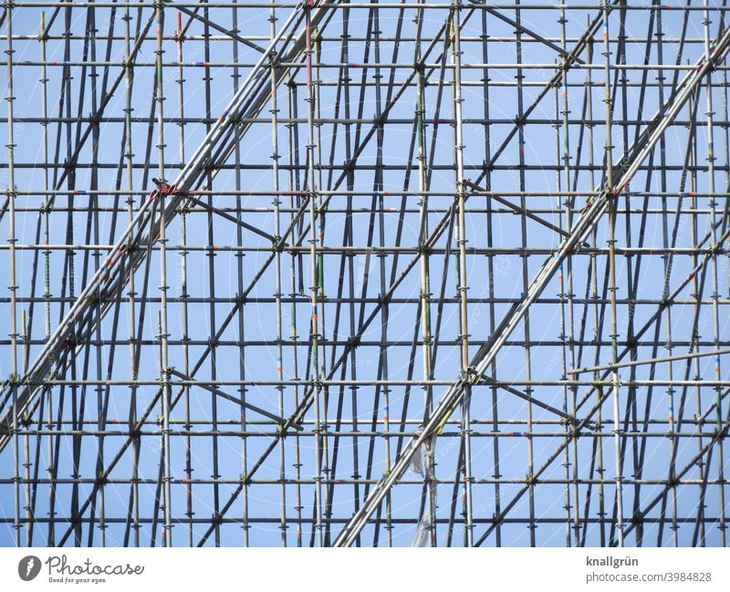 scaffolding Scaffold Metal Structures and shapes Pattern Exterior shot Abstract Close-up Day Construction site Line Safety Deserted Protection Colour photo