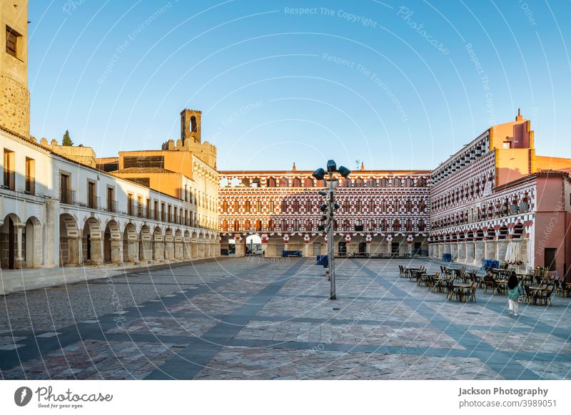 Plaza Alta square in old town of Badajoz, Extremadura, Spain badajoz spain alta plaza plaza alta landmark market town hall cityscape heritage ashlar famous