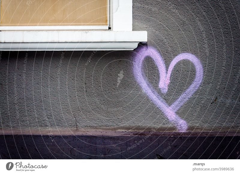 I heart you Heart Wall (building) Love Graffiti Romance Sign Facade Valentine's Day Gray purple Emotions Symbols and metaphors