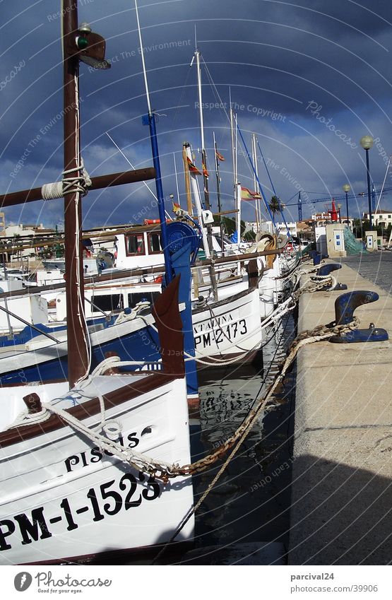 Mallorca Watercraft Moody Dark Majorca Europe lute Sky Thunder and lightning Harbour Colonia Sant Jordi