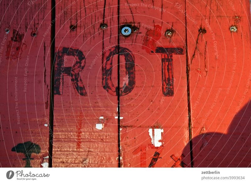 red Red Colour surface door Table Tabletop letter writing typo typography Lettering Screw screwed Seam crack