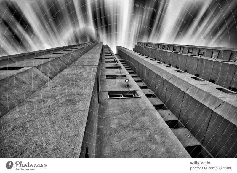 Building time lapse in black white. architecture Concrete Sky black and white Exterior shot São Paulo Street Looking up Dark
