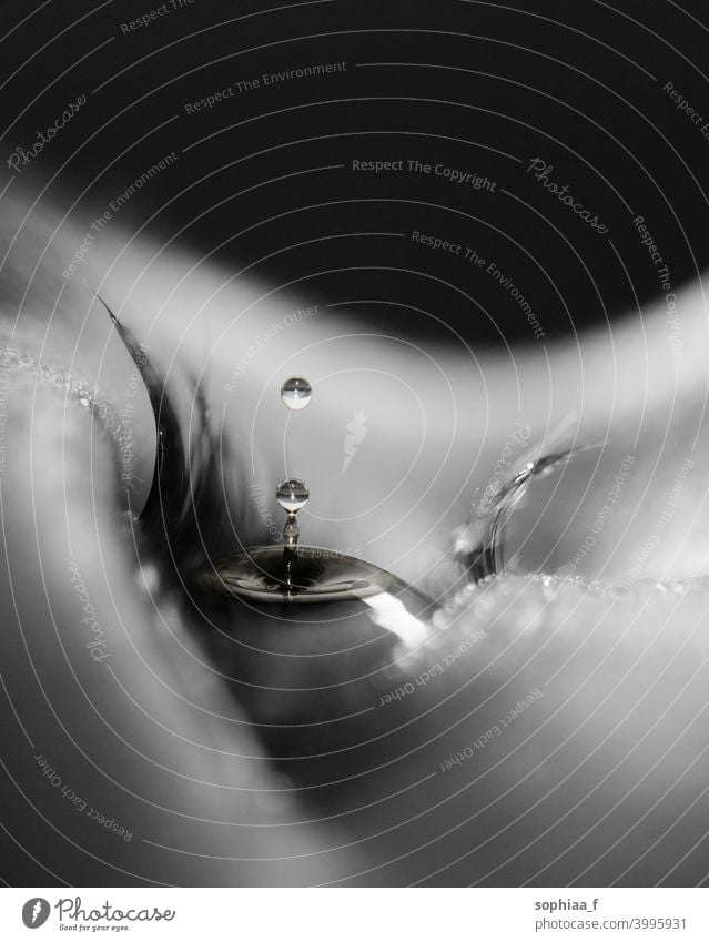 surreal black and white photo of a waterdrop in an eye, photoshop montage water drop abstract illusion eyedrop emotions focus blind imagination closeup splash