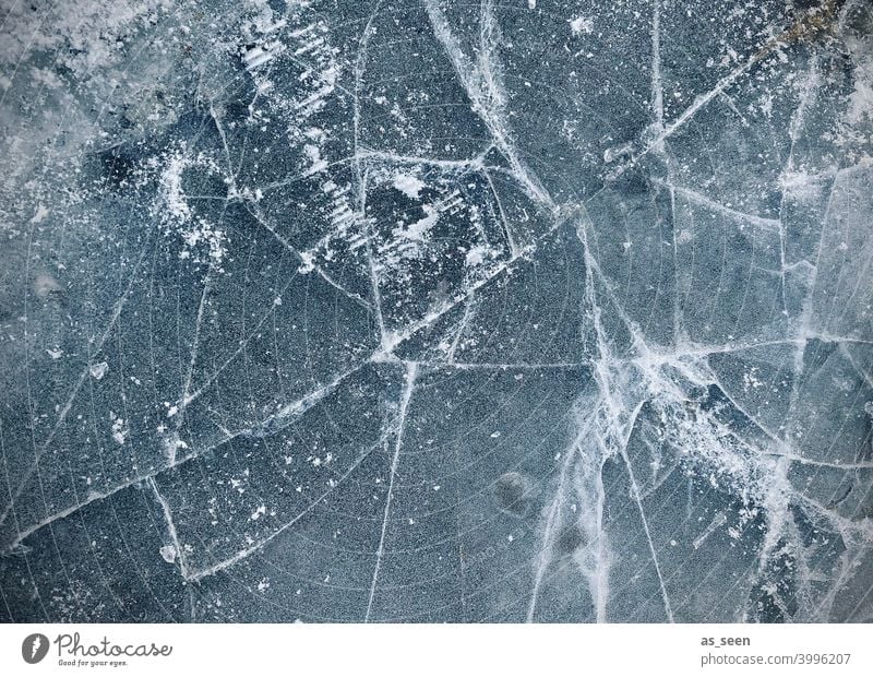 Brittle ice Ice Surface Winter Cold Frost Frozen Snow Ice crystal Freeze White Nature Exterior shot collapse ice surface Blue chill Deserted Bird's-eye view