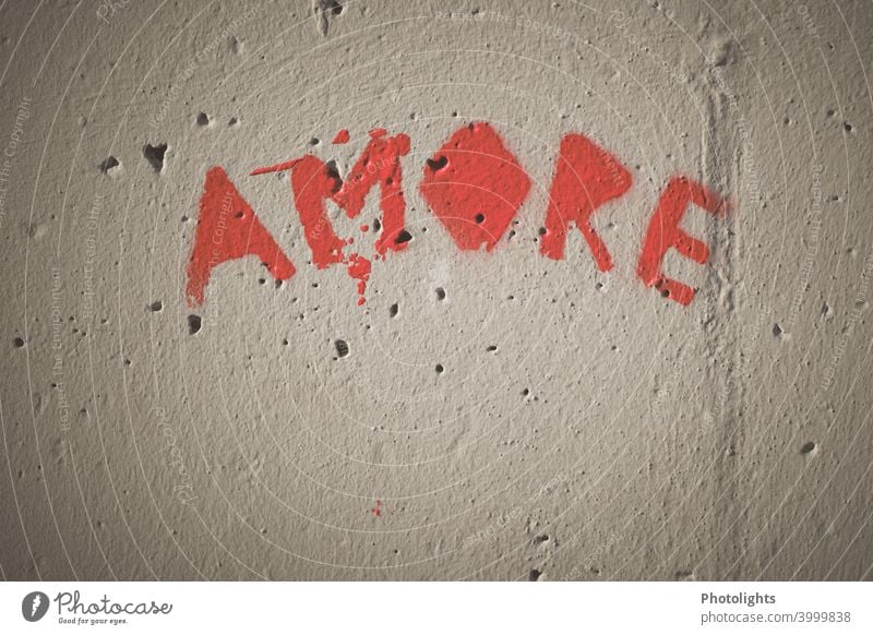 On one wall the word Amore is written amore Love Red Wall (building) Graffiti Colour photo Exterior shot Wall (barrier) Infatuation Emotions Romance Deserted