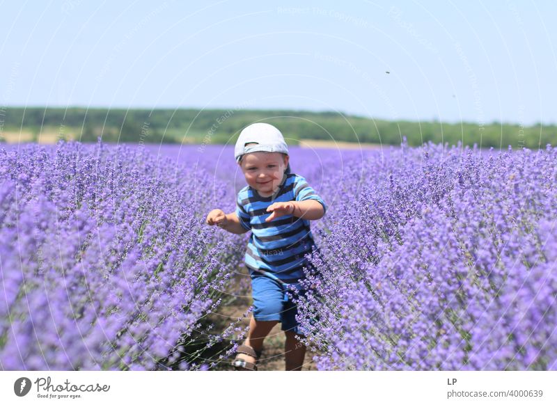 child running through a field of lavander Day Neutral Background Abstract Experimental Exterior shot Botany Peaceful Spring fever Deserted Hope Happy Freedom